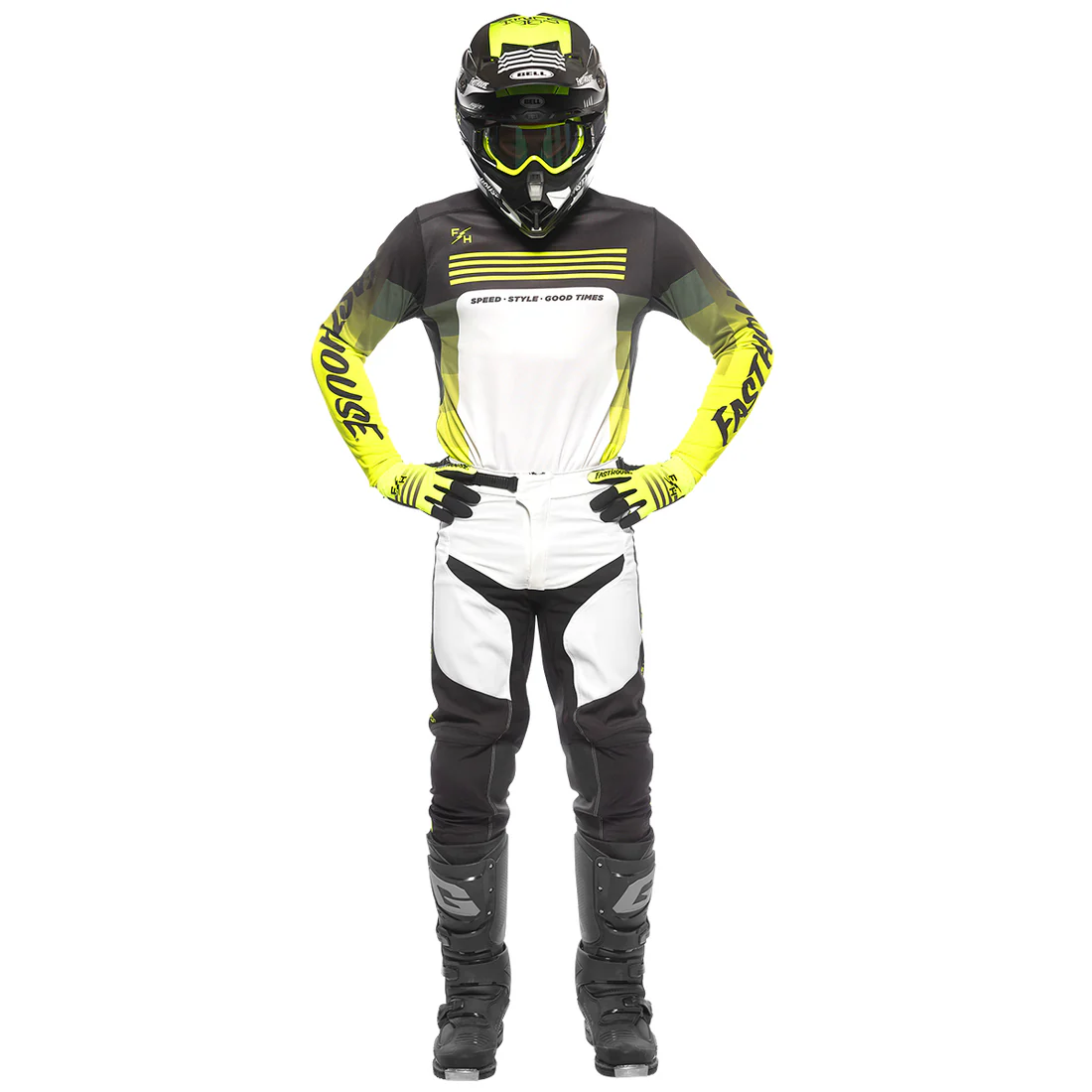 FASTHOUSE ELROD HYPERSONIC MX HLAČE - ČRNA/BELA/FLUO